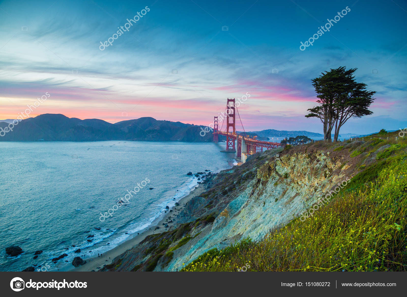 Golden Gate Bridge San Francisco Beach Ocean Sunset HD