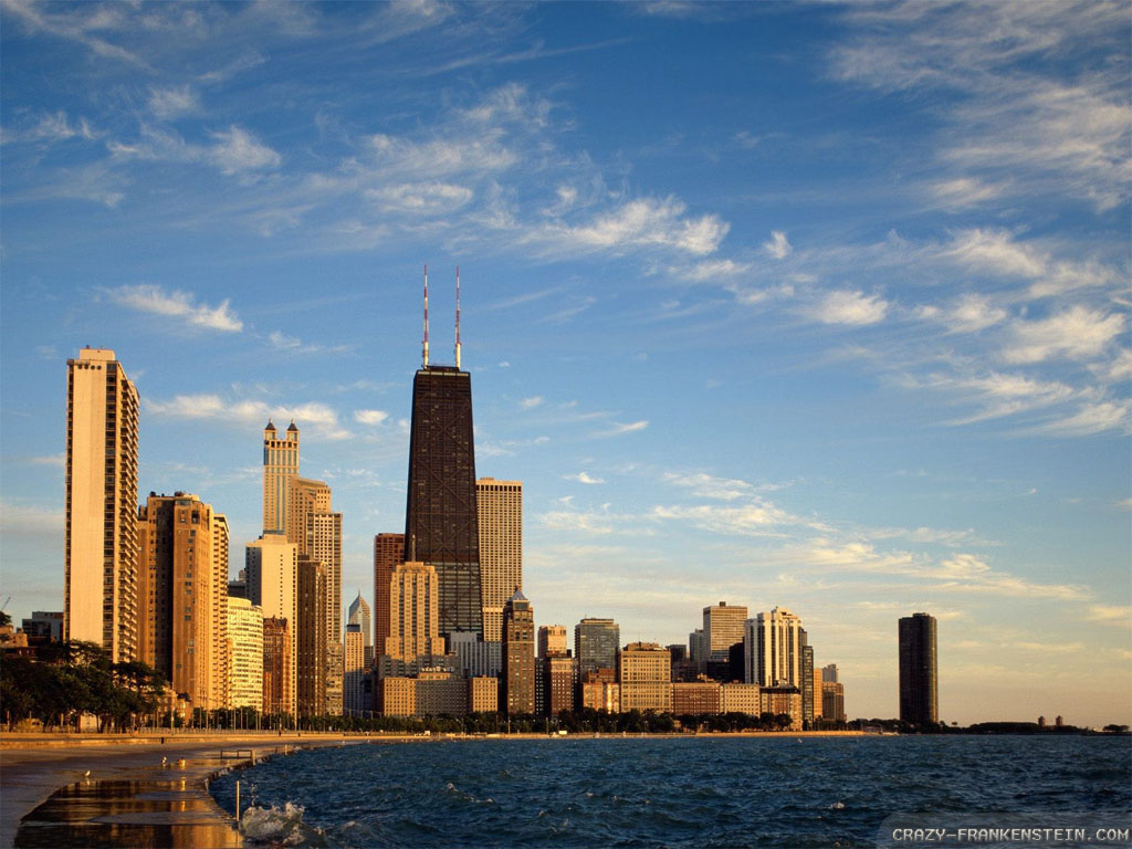 Wallpaper Skyline Sunrise Chicago