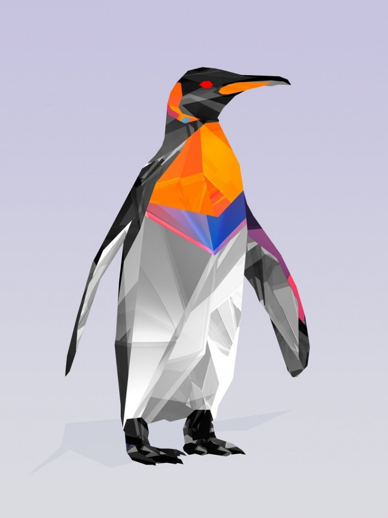 768x1024 Low Poly Penguin Ipad wallpaper