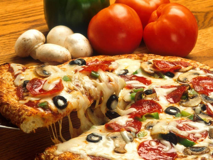 Download Dominos Pizza Tomato Black Olives Wallpaper