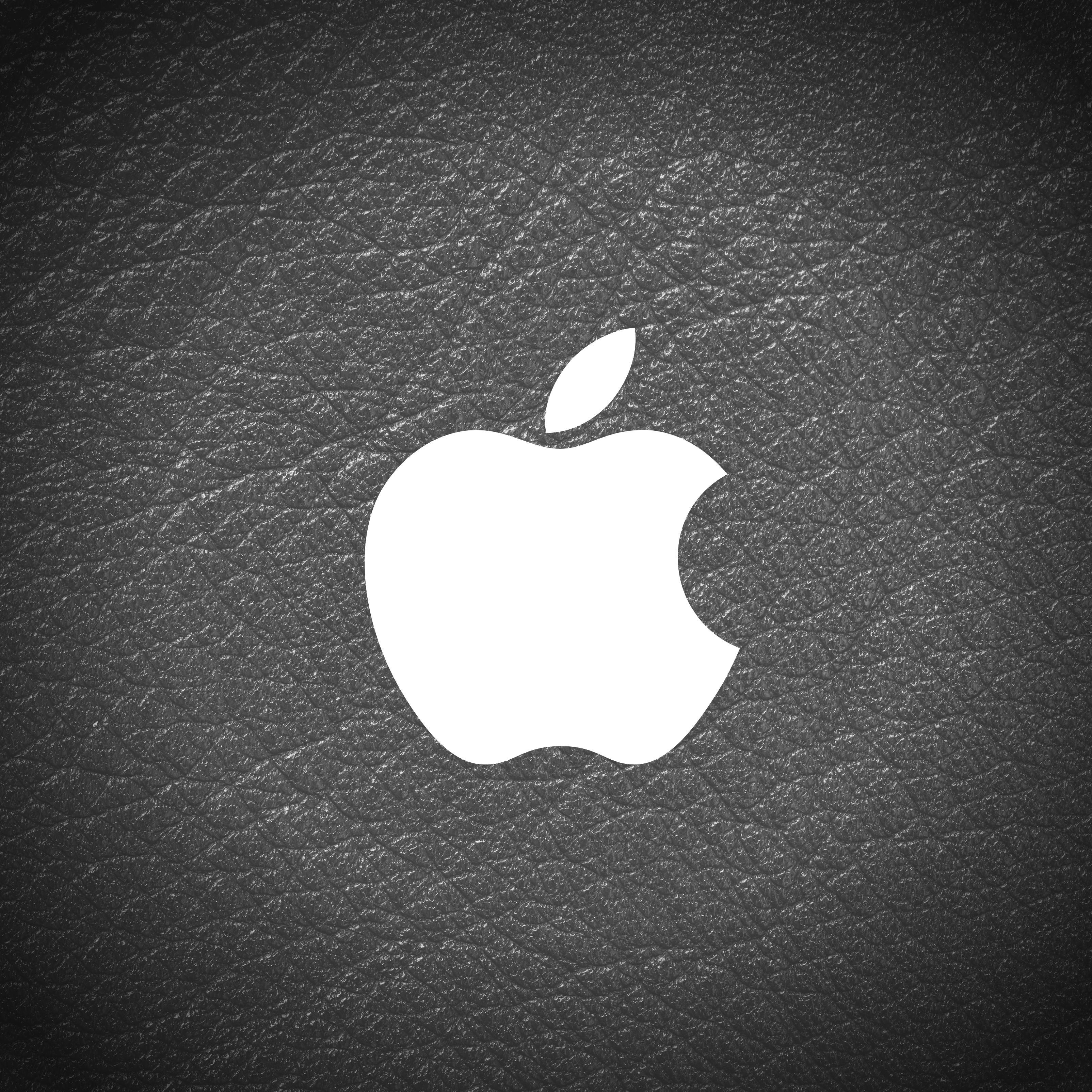 Apple Logo Leather Black And White iPad Wallpaper HD