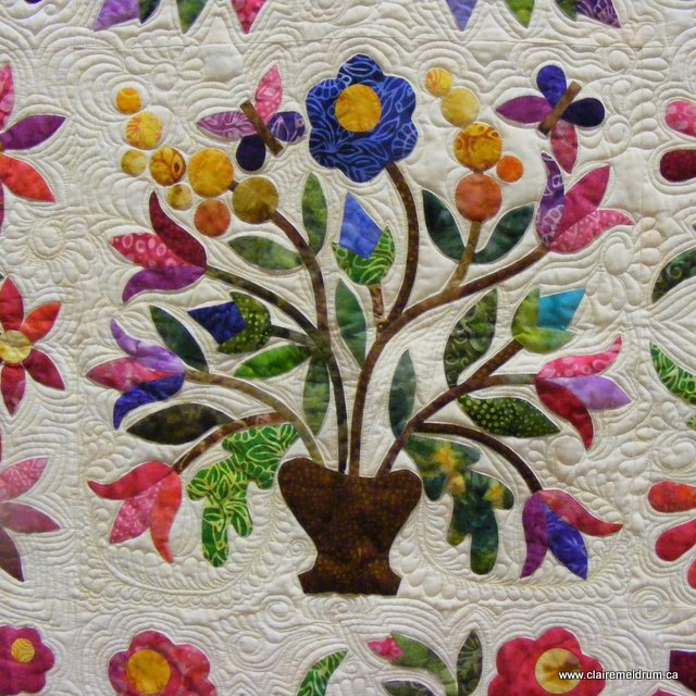 Detail Of Spring Bouquet Appliqued By Claire Meldrum Quilted