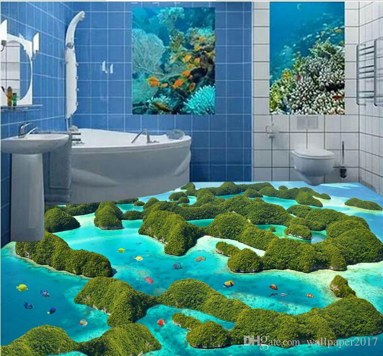 3d Floor Pvc Self Adhesive Wallpaper Aesthetic Reef Moss Sea Water