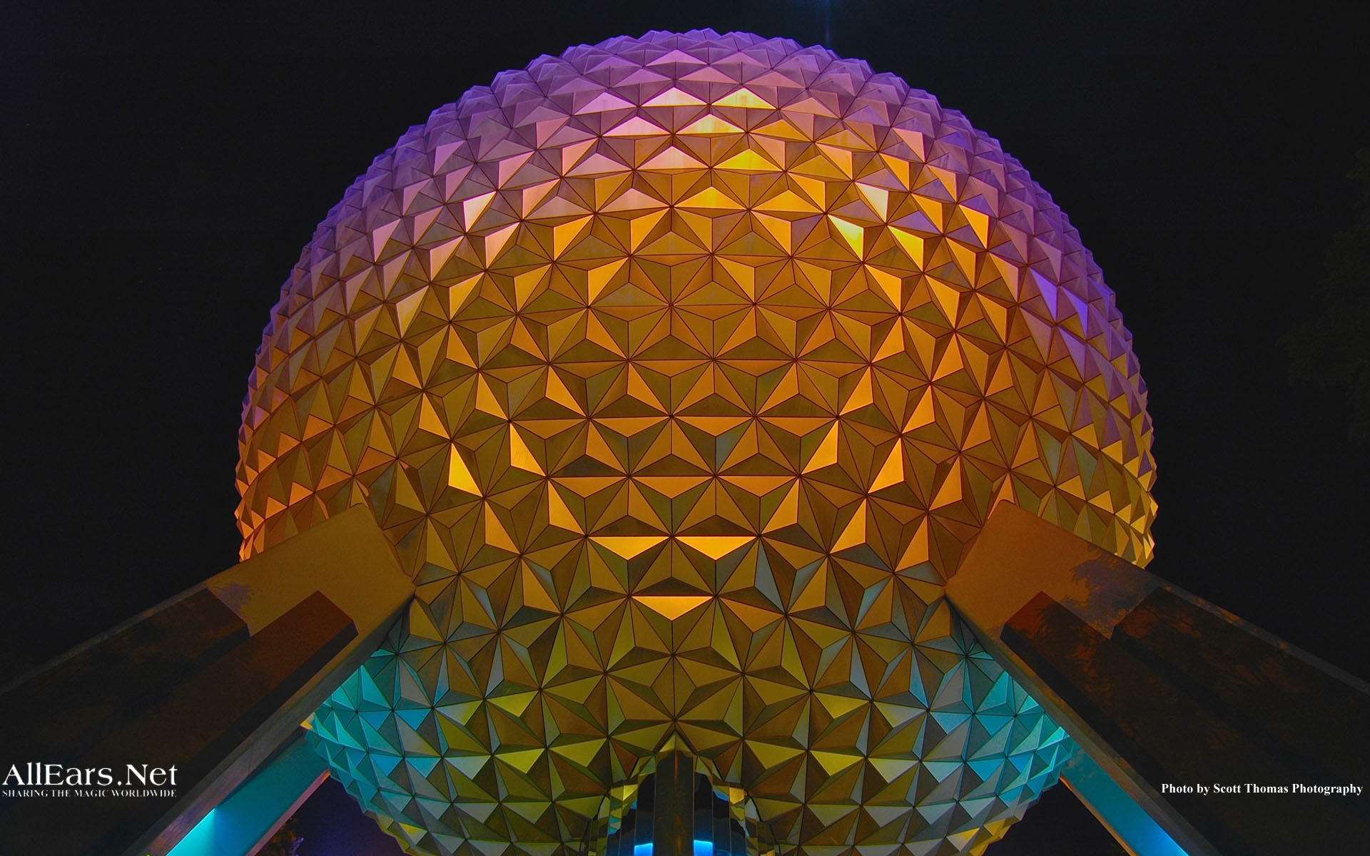 Epcot Spaceship Earth At Night Landscape Wallpaper Allears