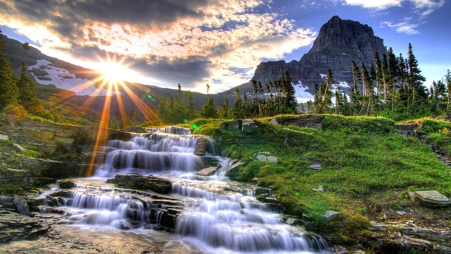 Waterfall In The Mountains Cool Nature Wallpaper Amazing