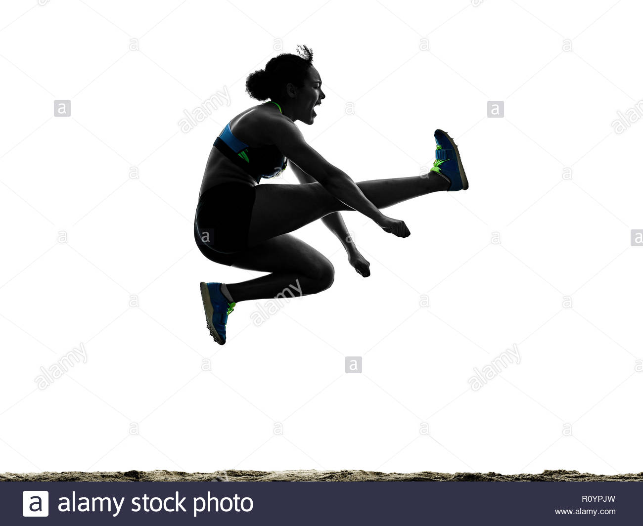 One African Athlete Athletics Long Jump Woman Isolated On White