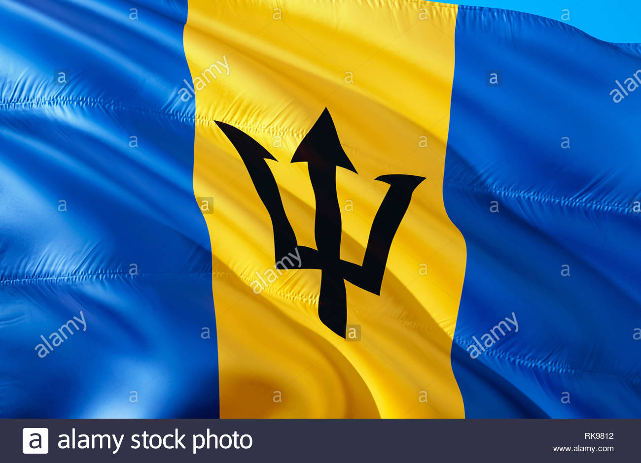 Barbados Flag 3d Waving Design The National Symbol Of