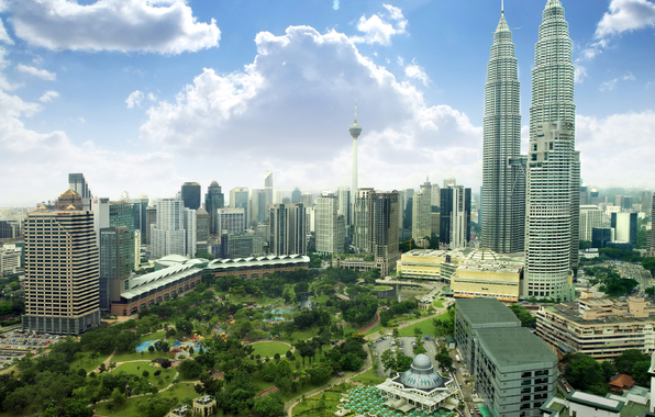 Wallpaper Malaysia Kuala Lumpur Park Houses Skyscrapers Sky