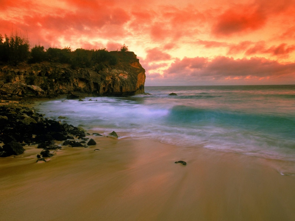 Hawaii Beach Sunset Wallpaper 1024 x 768 Wallpaper