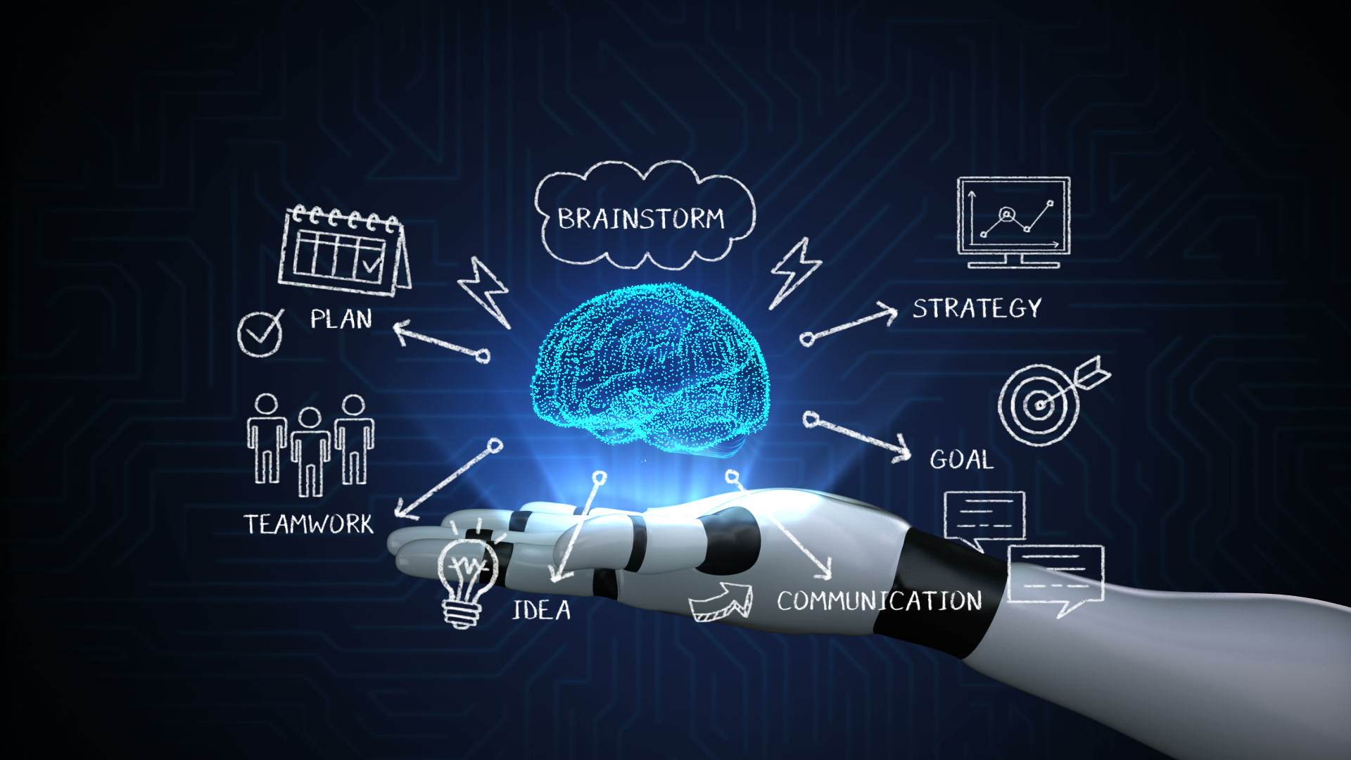 Brainstorming Icon Idea On Digital Brain Artificial Intelligence