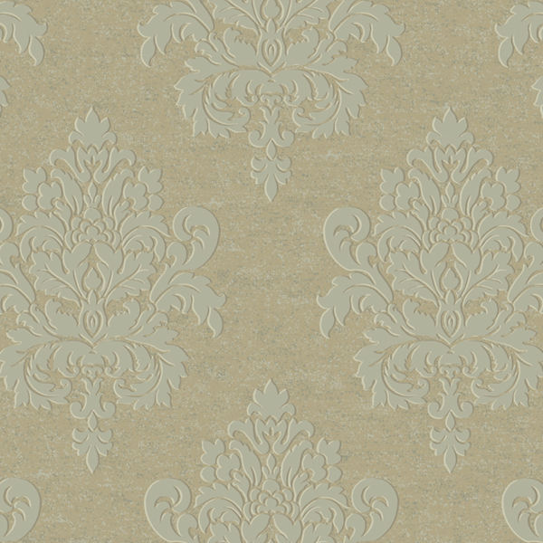 Gold and Taupe Etched Damask Wallpaper   Wall Sticker Outlet 600x600