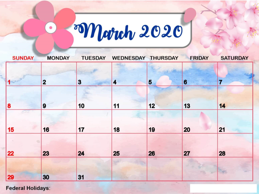 Cute March Calendar Desktop Wall Paper Month Printable