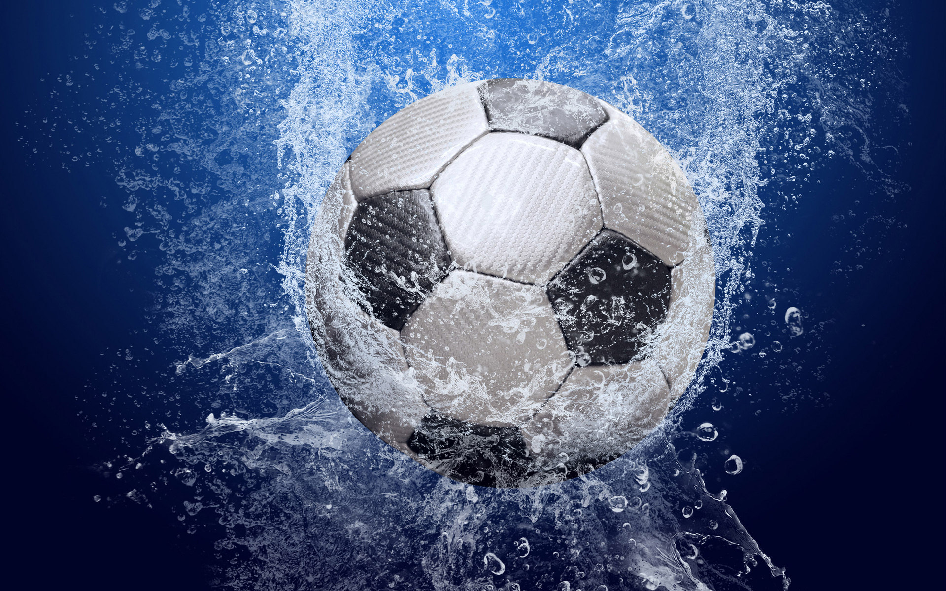 A soccer ball splashing through water, perfect for a cool soccer wallpaper