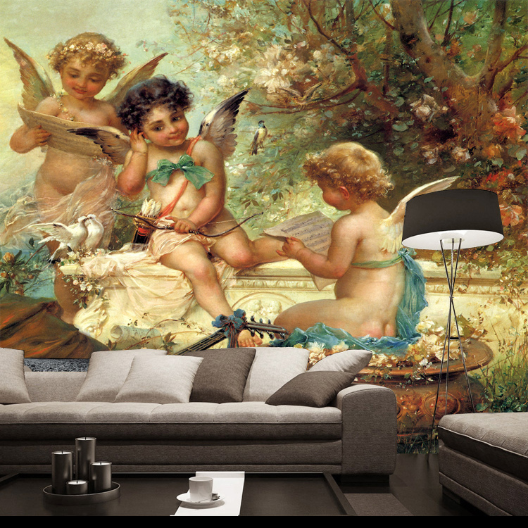 Mural Tv Bedroom Wall Wallpaper Fashion Oil Painting Small Angel China