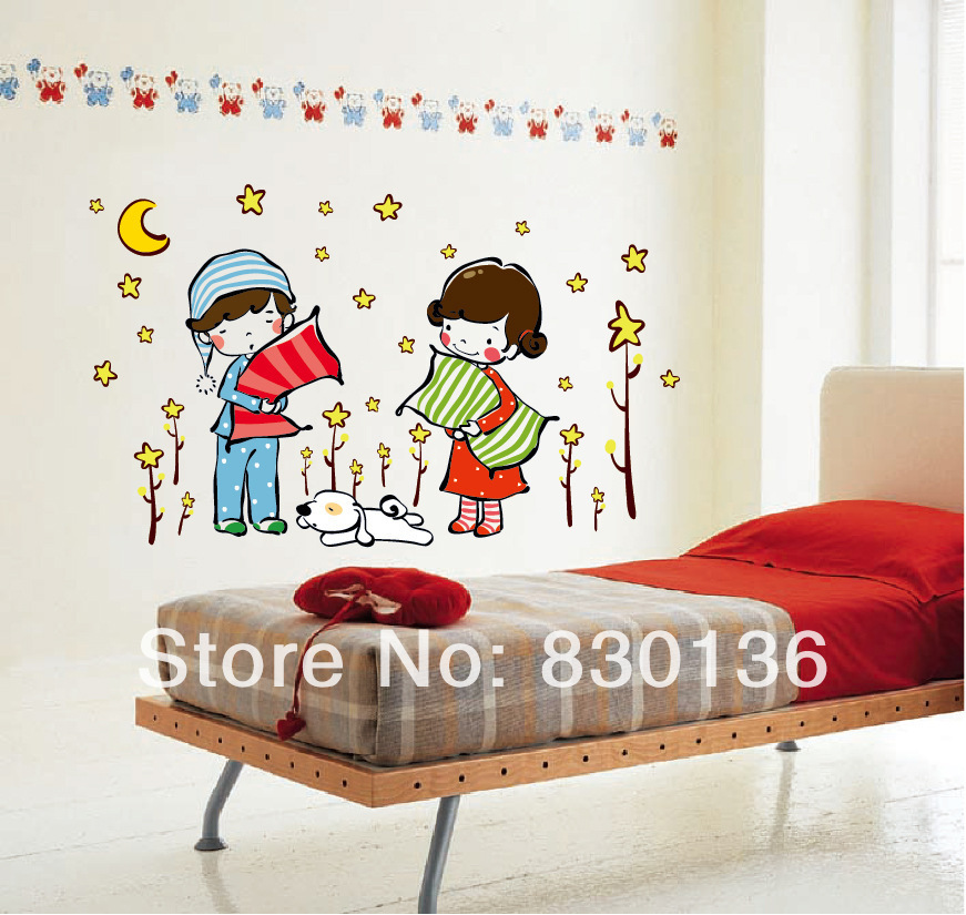 Little Girl Art Wall Sticker For Kids Room Decoration Wallpaper Jpg