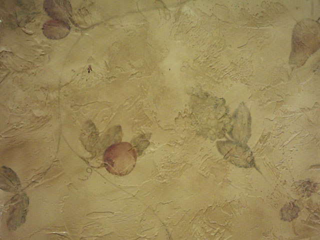 Hand Painted Fruit On Distressed Plaster