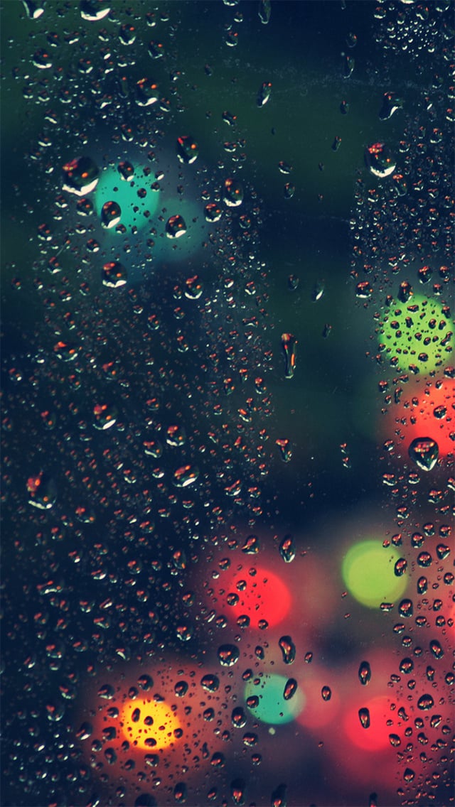 Window Rain Bokeh Christmas Lights iPhone Wallpaper iPod Wallpaper