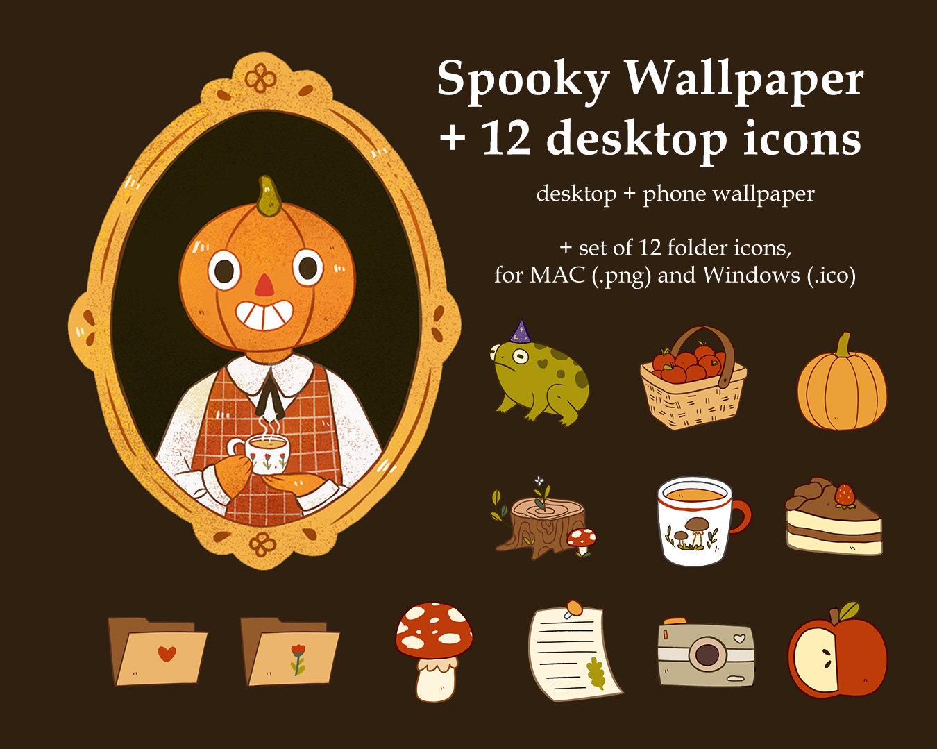 Set Of Halloween Wallpaper And Desktop Folder Icons For Mac