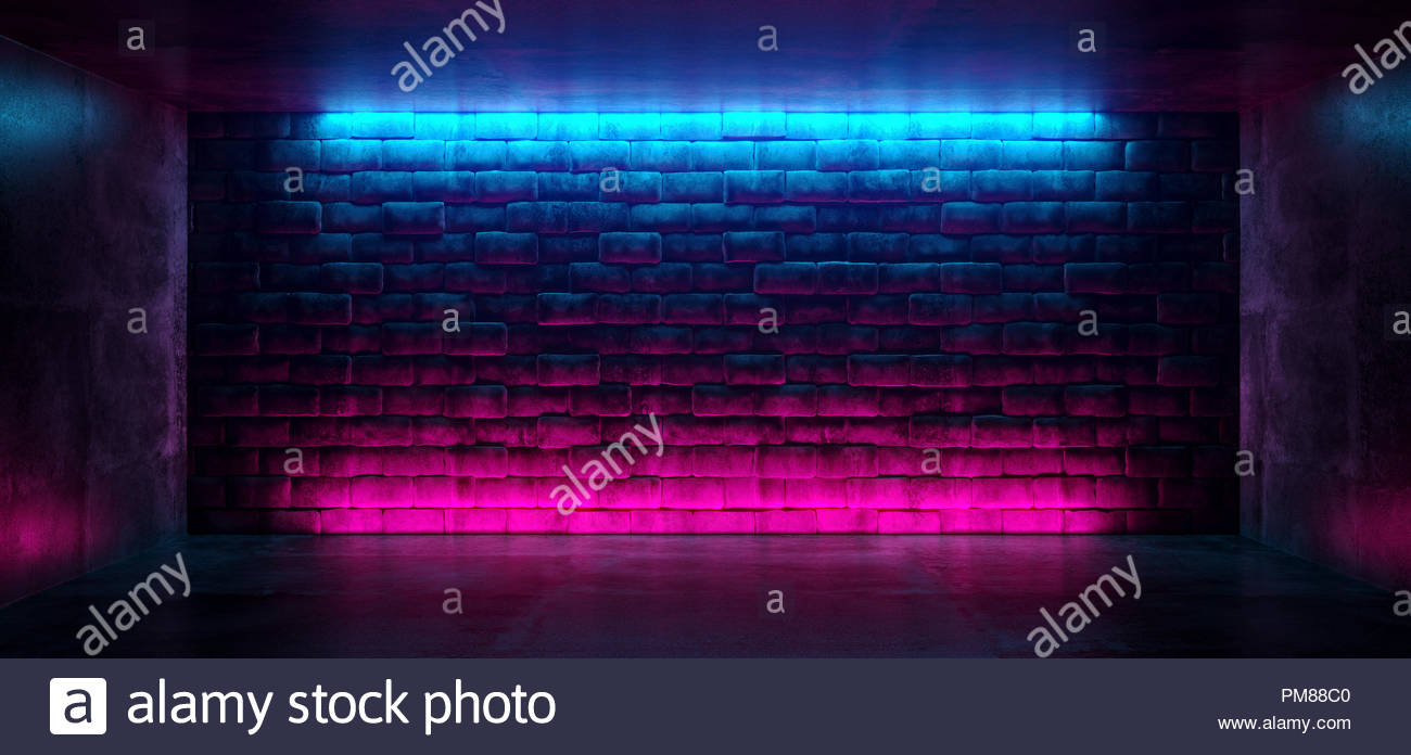 Modern Futuristic Neon Club Purple And Blue Lighted Empty Space