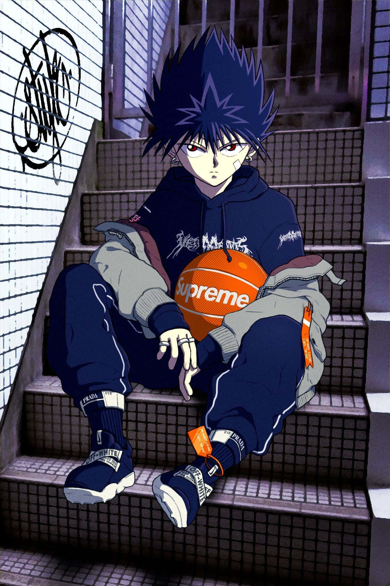 Anime Characters In Their Stylish Supreme Looks Wallpaper