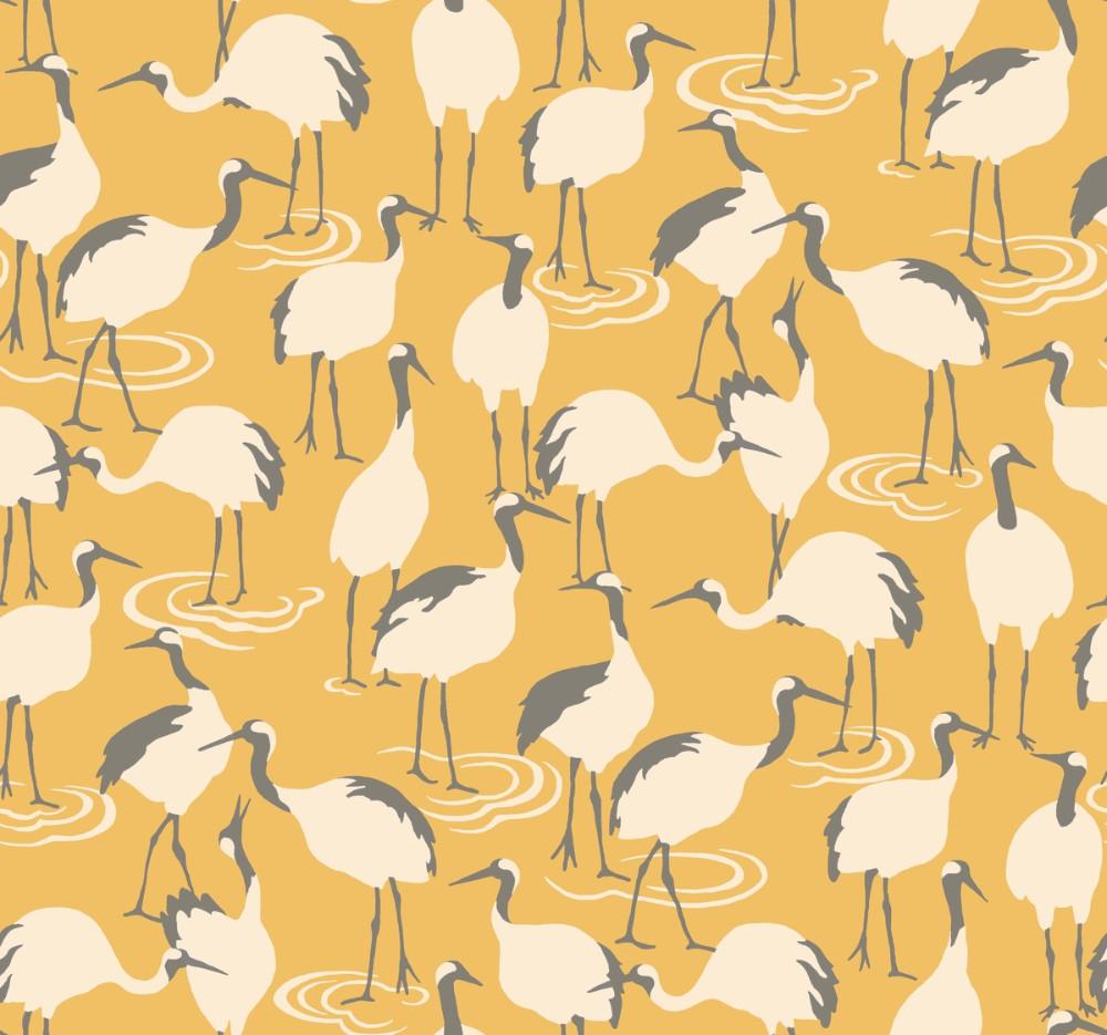 Winter Cranes Wallpaper In Citrine From The Dwell Studio