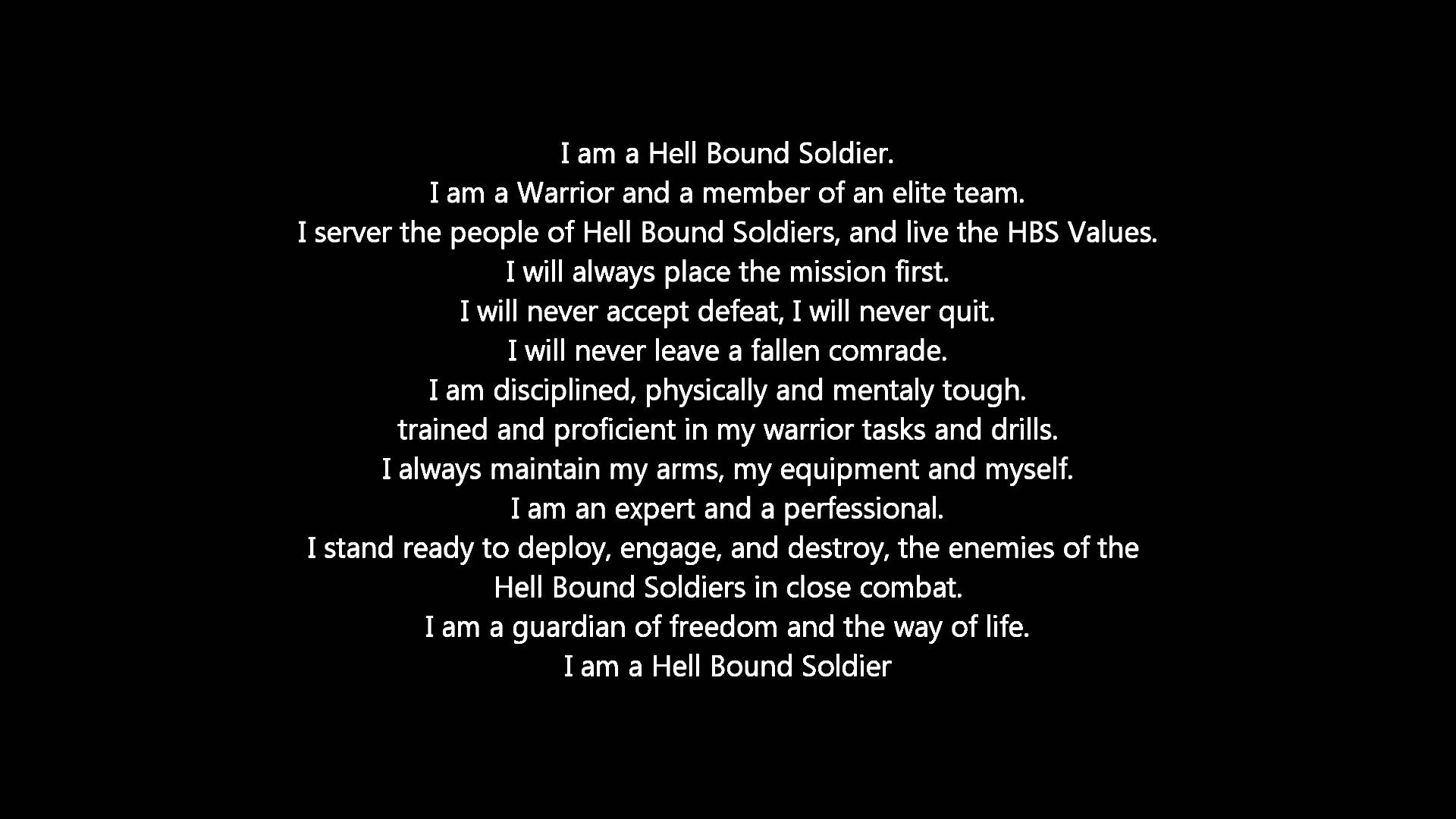 Hell Bound Soldiers Creed