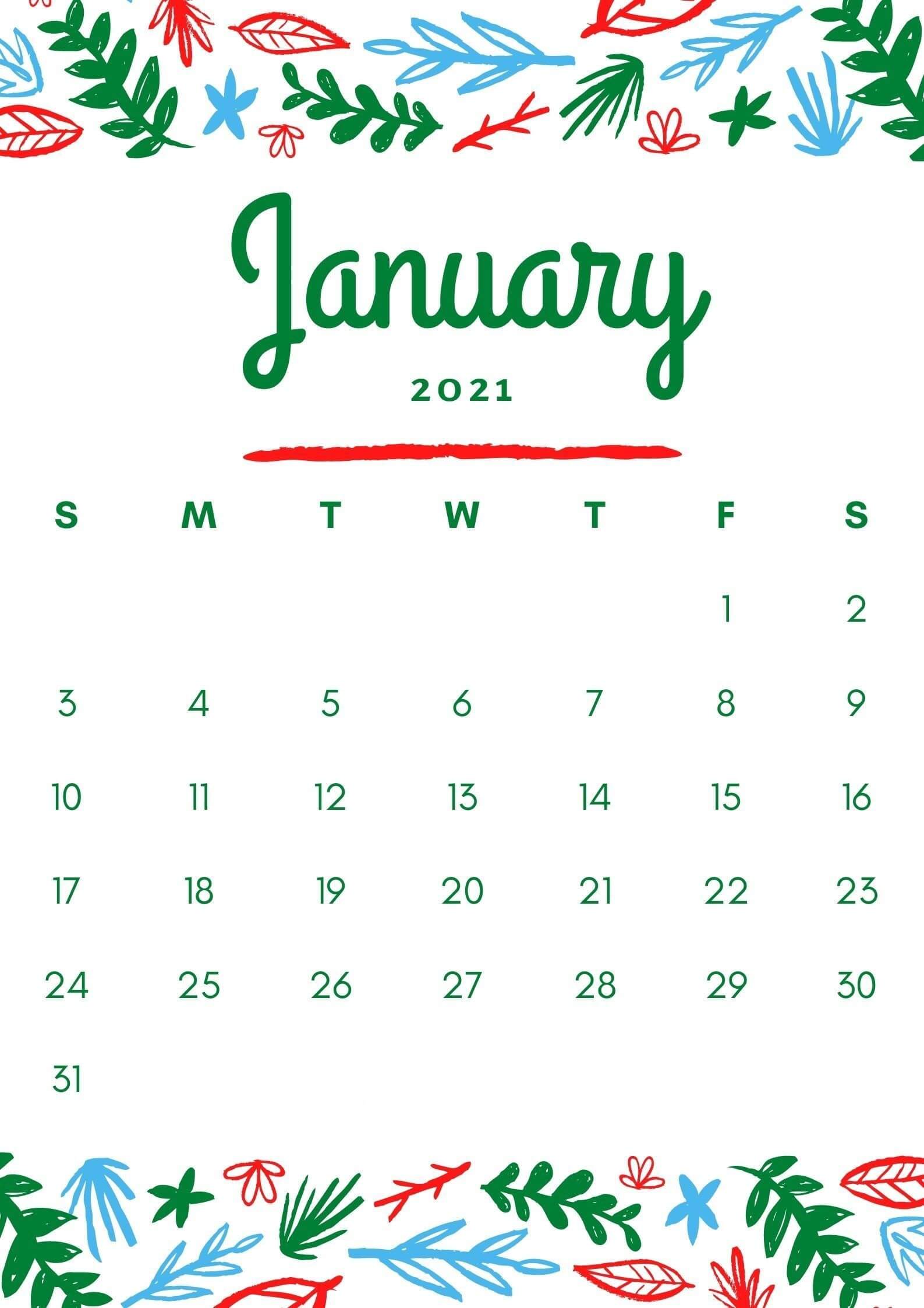iPhone Calendar January Wallpaper