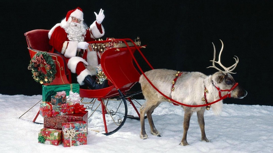 Christmas Santa Claus Reindeer HD Wallpaper Of