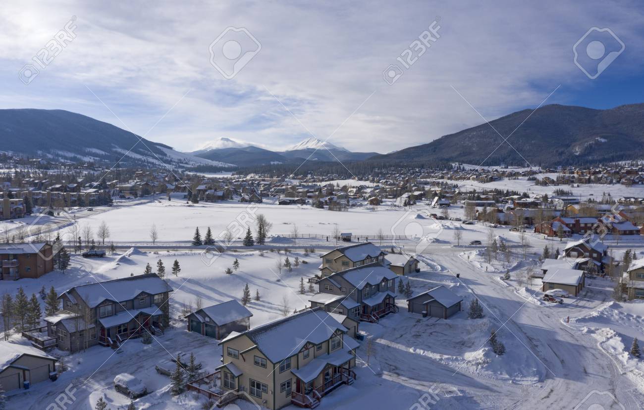 Sunny Winter Day Keystone Colorado Neighborhood Homes Mountain