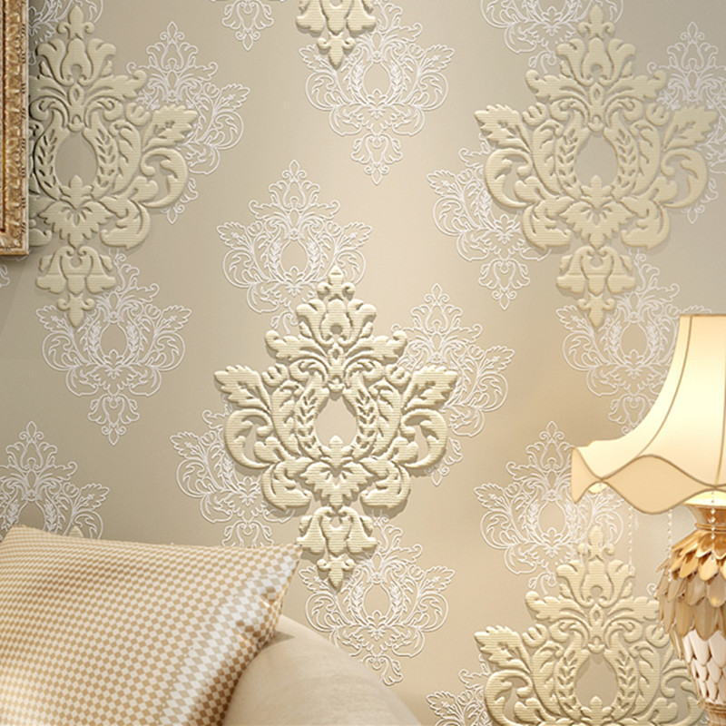 Fabric- Ivory Silver Glitter Luxury Royal Damask Grandeco Wallpaper A10905