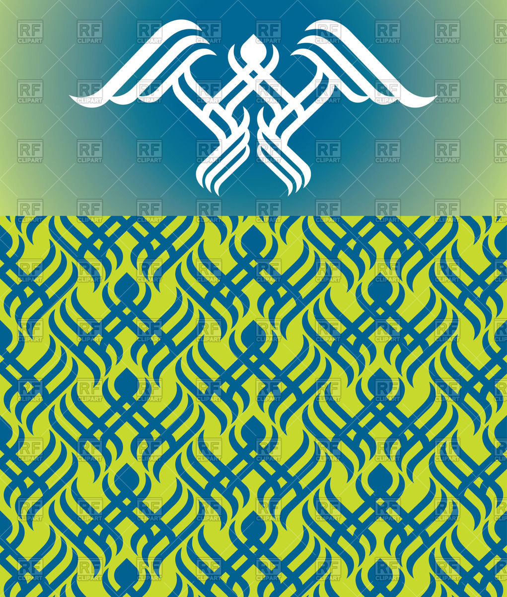 Seamless Blue And Yellow Damask Background Royalty