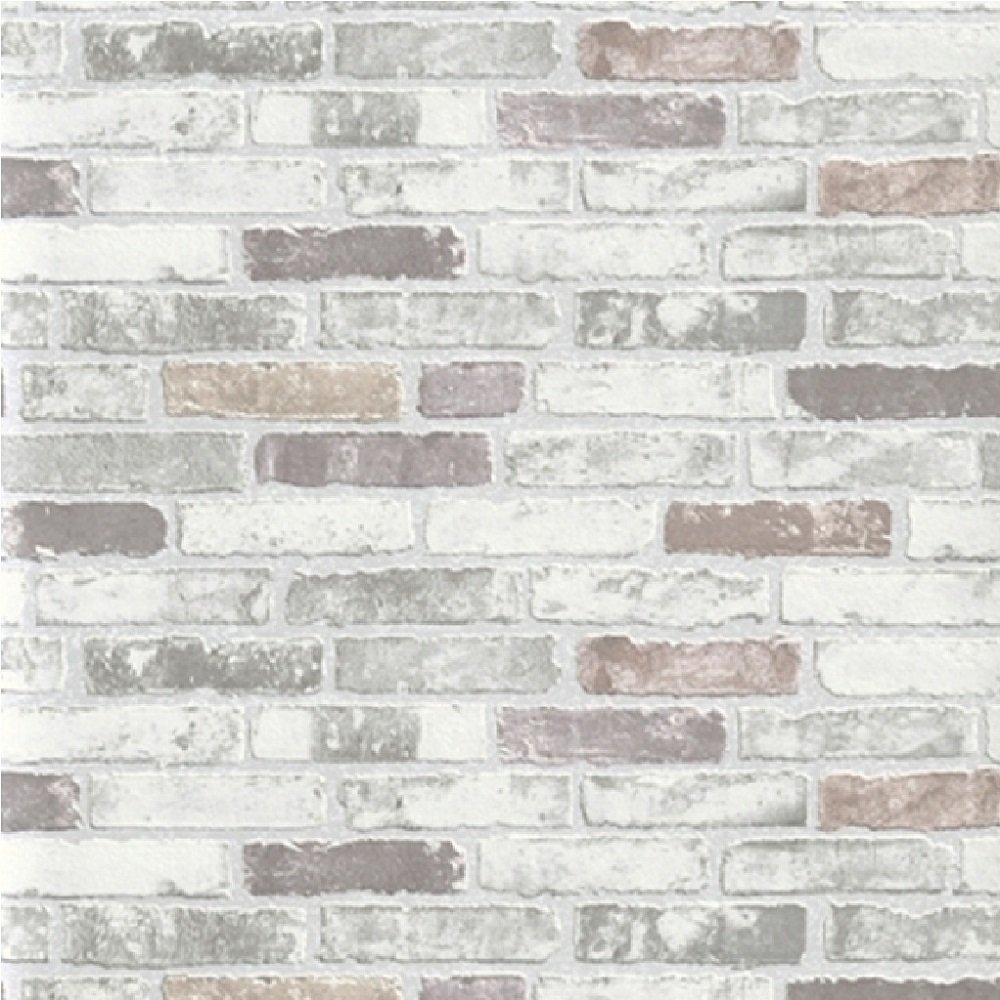 Textured White Brick Wallpaper Kitchen
