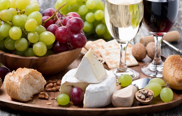 Wallpaper Cheese Wine Venograd Assorted Food