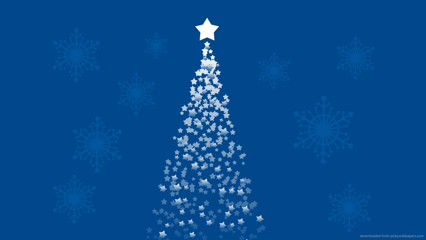 Christmas Tree With Blue Star For Wallpaper Background