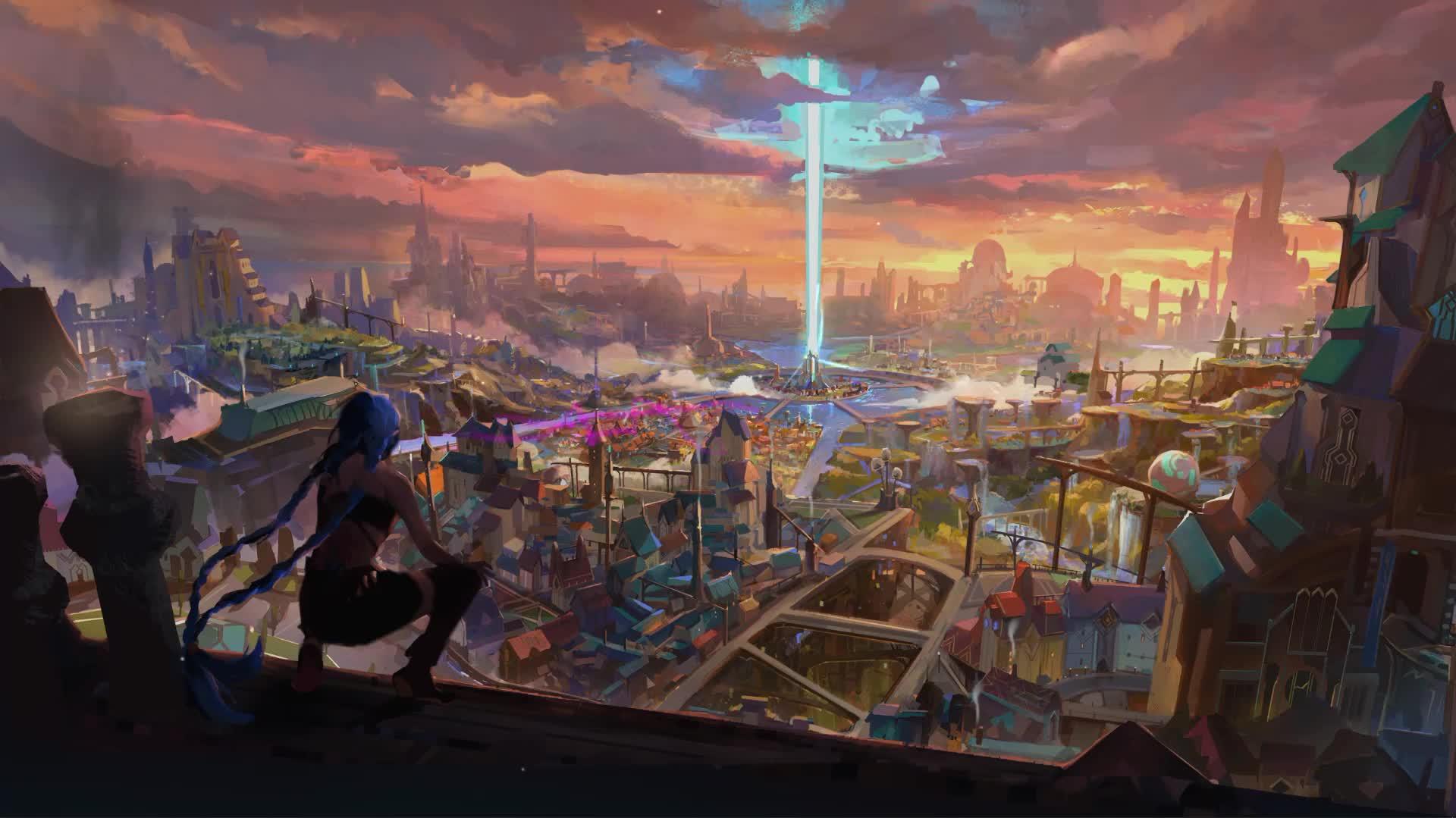 Flix Arcane City And Jinx On The Roof Live Wallpaper