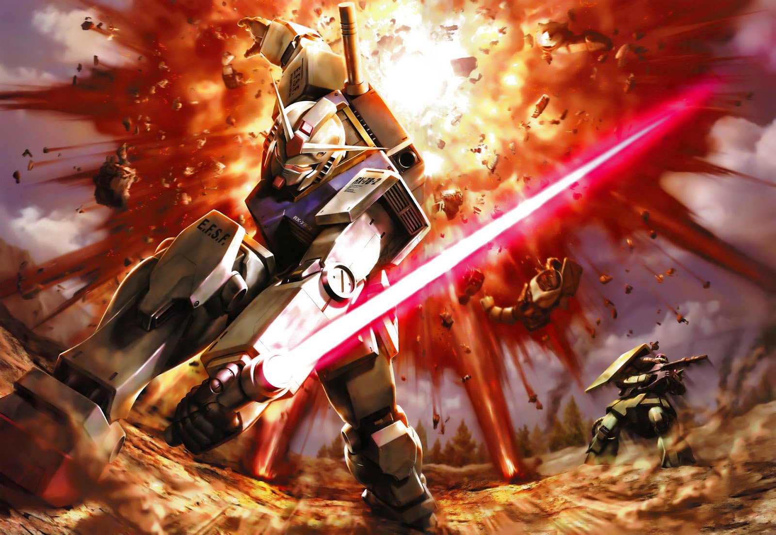 Fighting Laser Sword Explosion Anime HD Wallpaper Desktop Background
