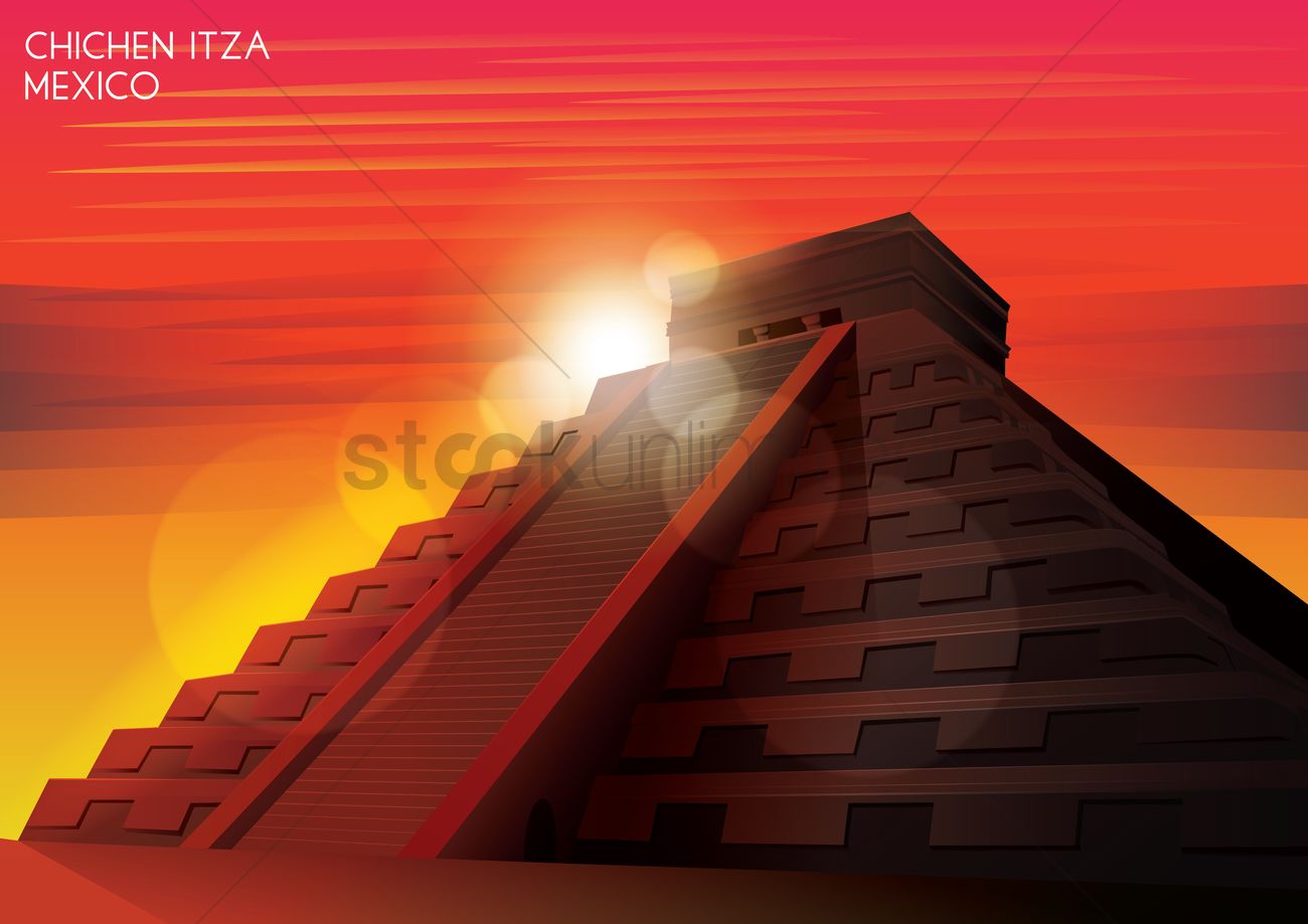 Mayan Pyramid Wallpaper Vector Image Stockunlimited