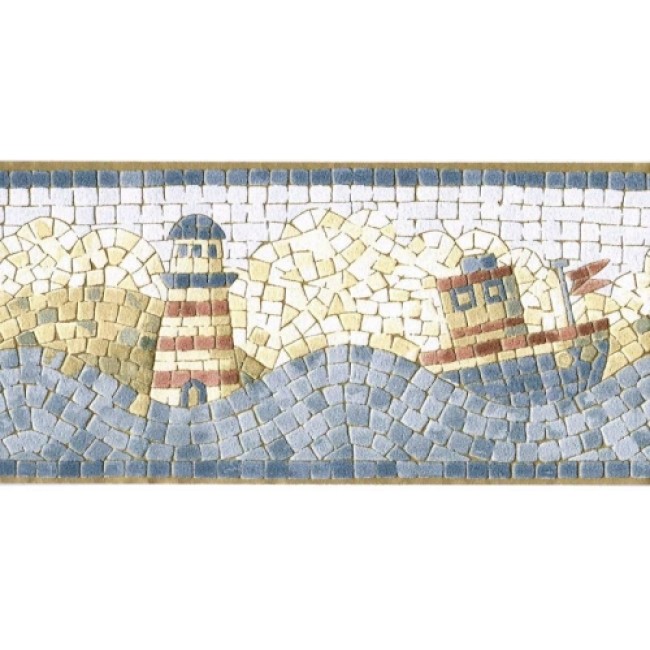 Free download Lighthouse Tugboat Mosaic Wallpaper Border All 4 Walls