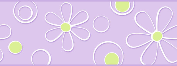 Graphic Daisy Dot Purple Wallpaper Border Wall Sticker Outlet