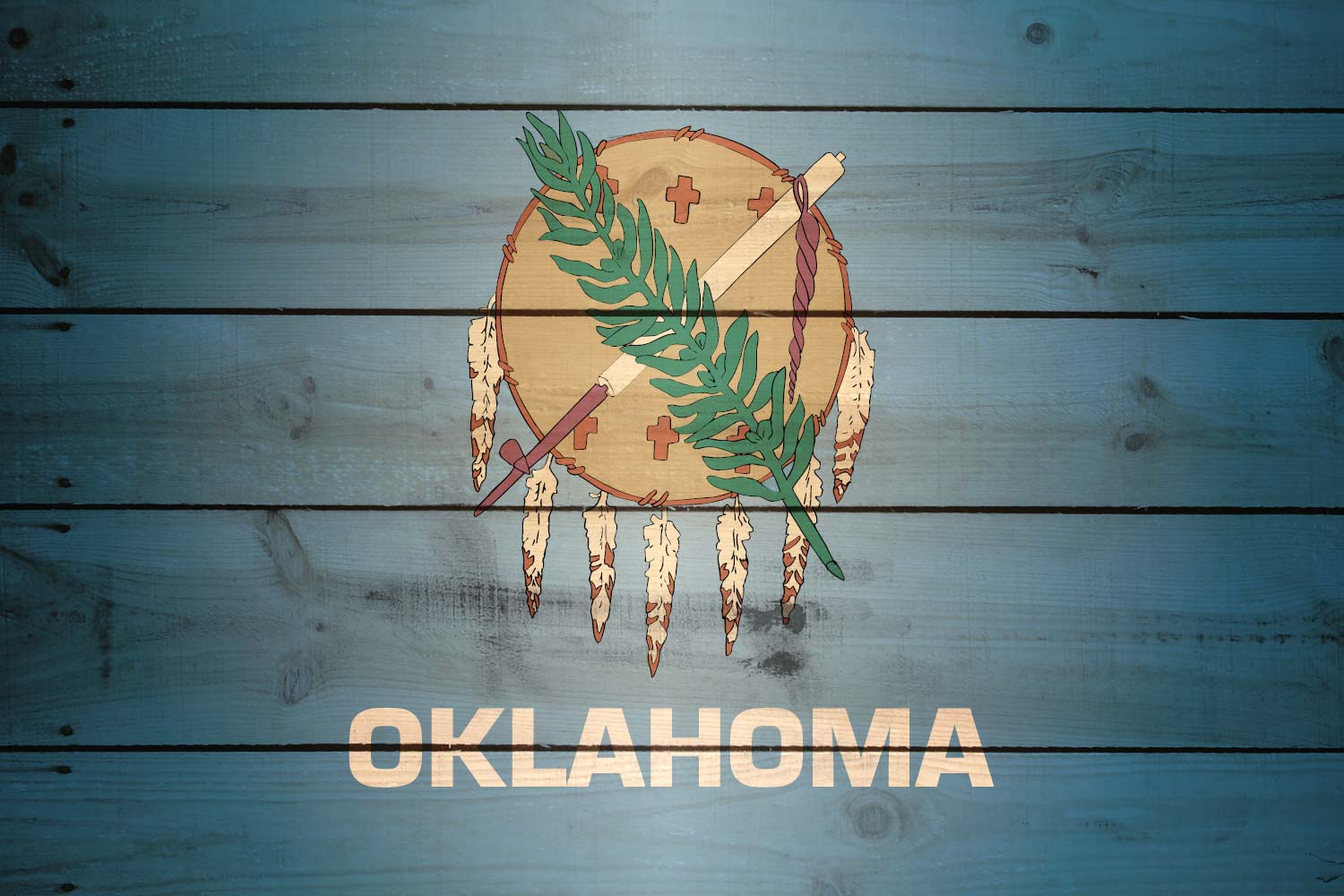 Flag Of Oklahoma Wood Texture It For