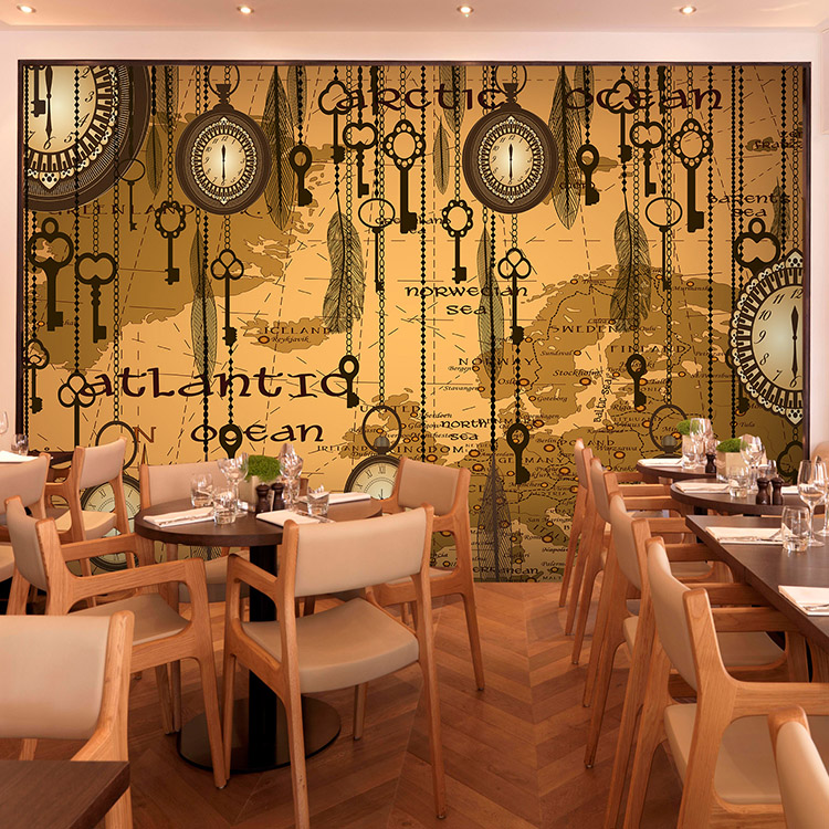 Retro Abstract Large Mural Casual Cafe Restaurant Background