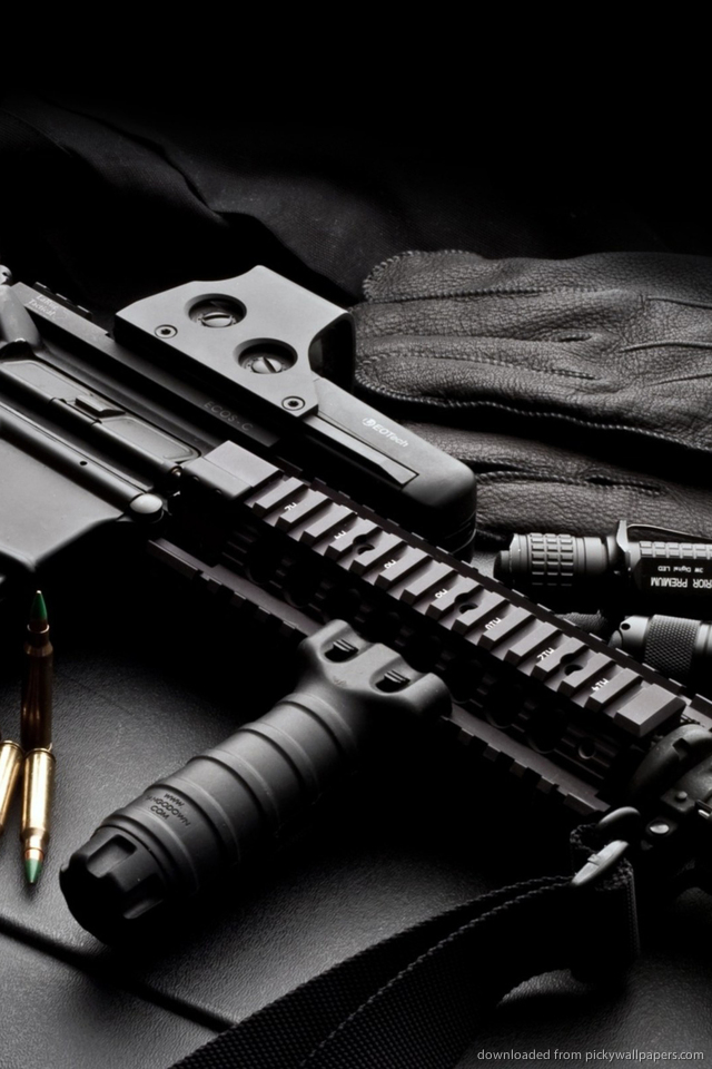 Black Colt M4 Rifle Wallpaper For iPhone