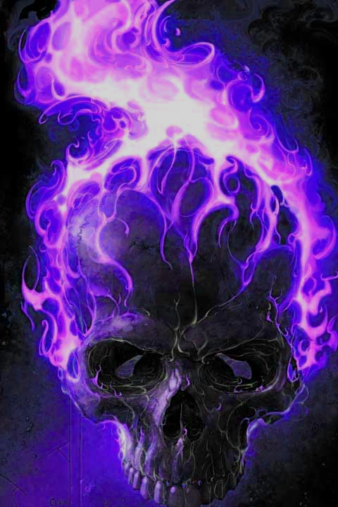 Purple Flamed Skull By Gchj555