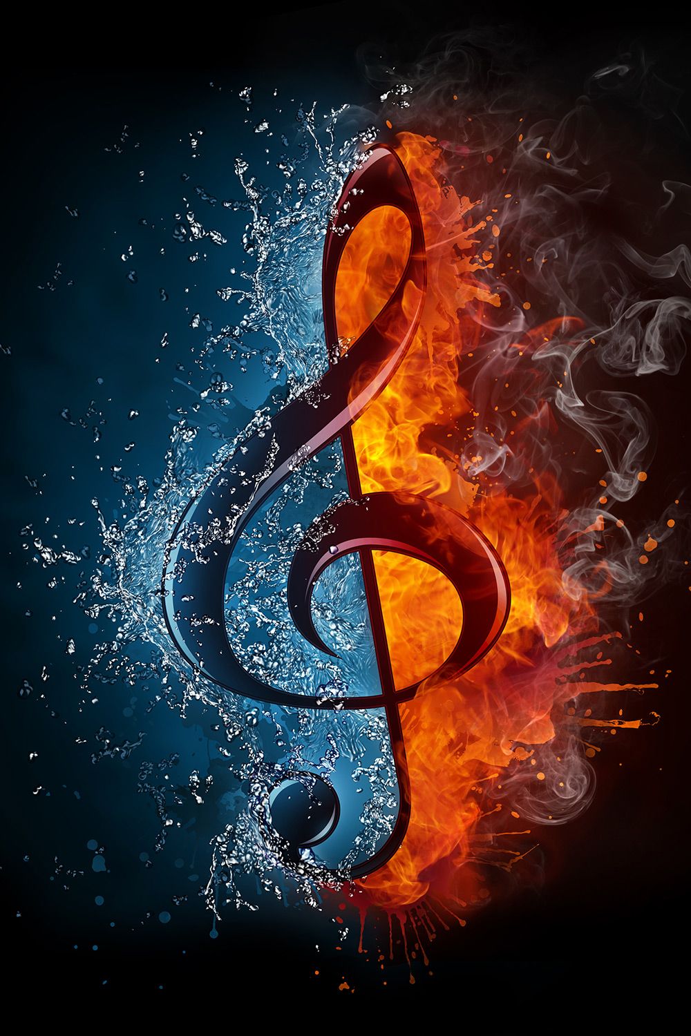 Choose Fire Ice Music Symbol Wallpaper to create fantastic wall