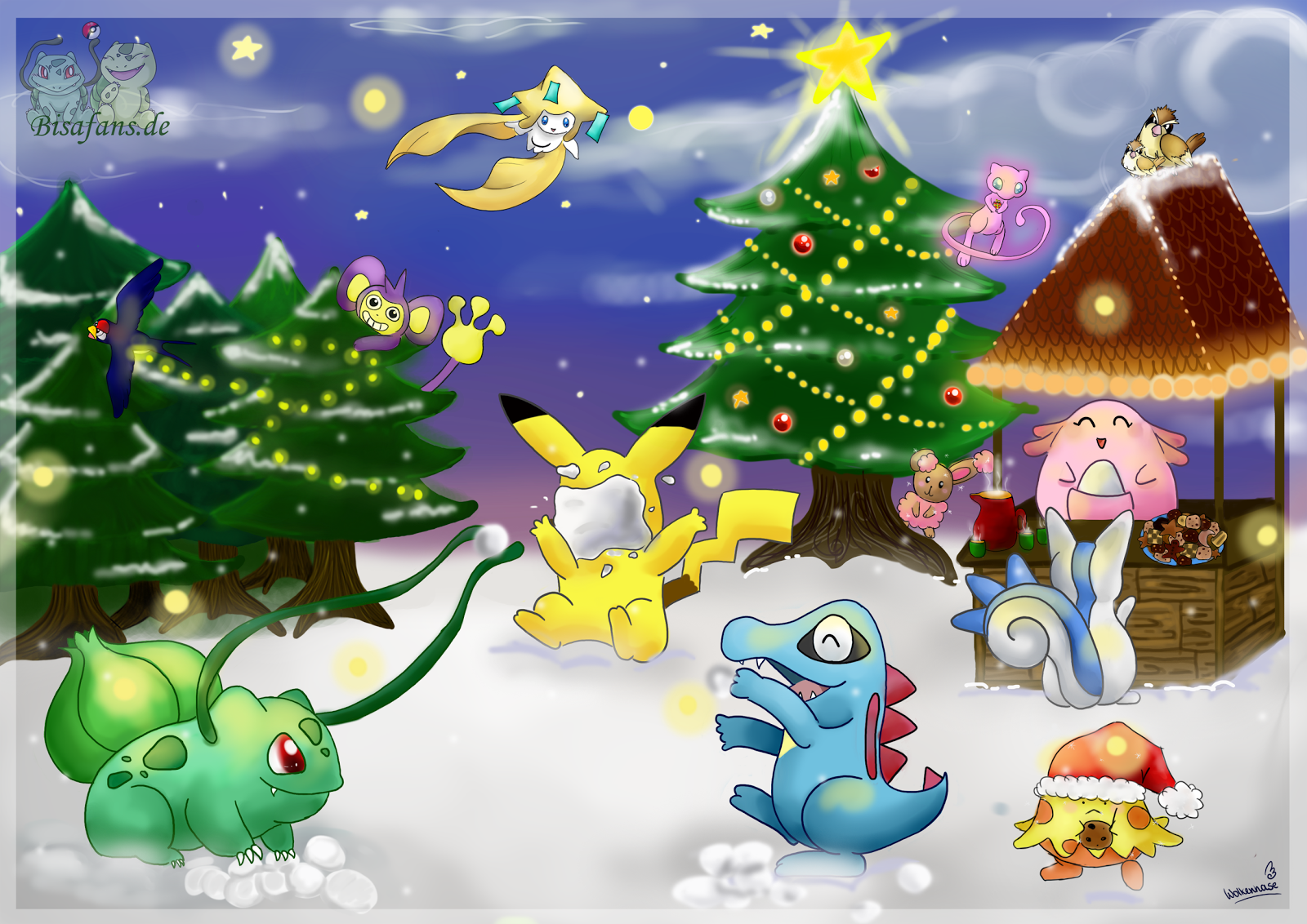 Merry Christmas 3 Pokemon  Pokemon Fondo de pantalla pokemon Navidad  pokemon