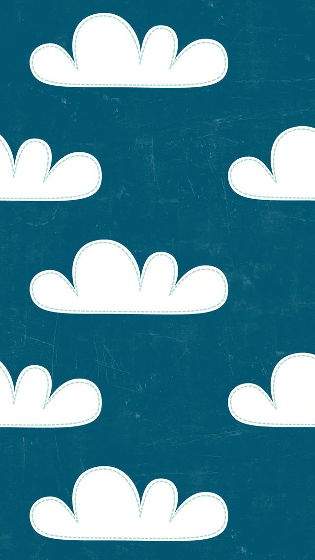 iPhone Wallpaper Super Cute Cartoony Clouds Navy Pattern Fun