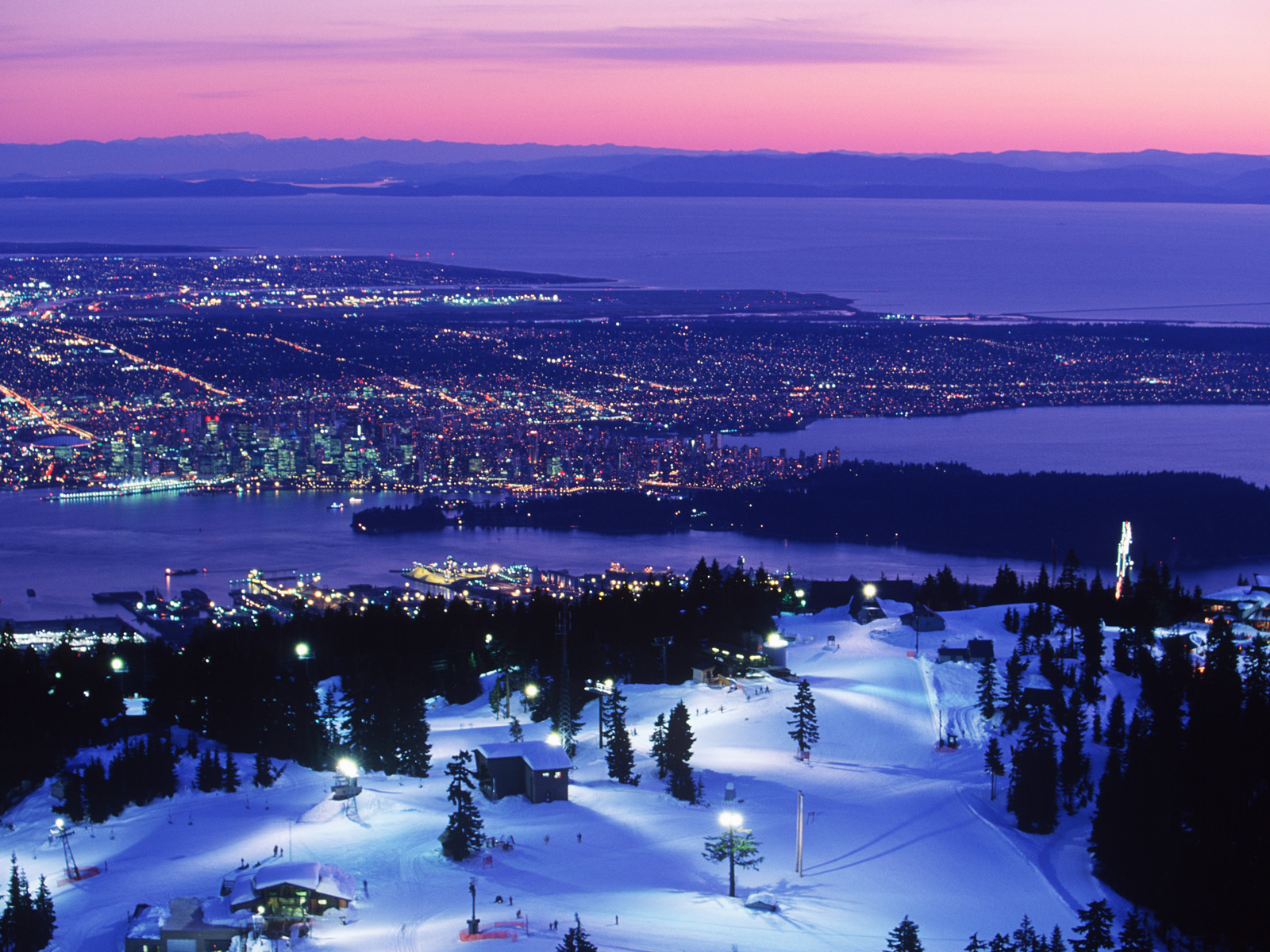 Vancouver Mountains Night HD Wallpaper Background Image
