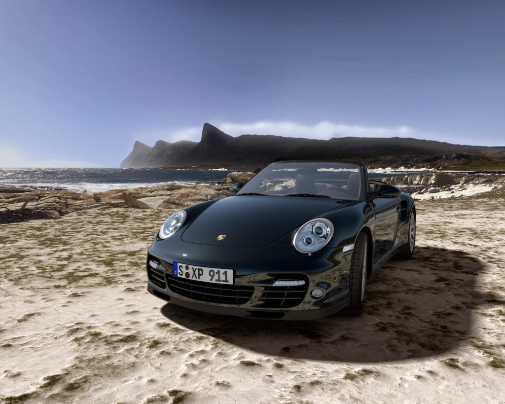 Turbo Convertible Black Cars Wallpaper HD Resolution Porsche