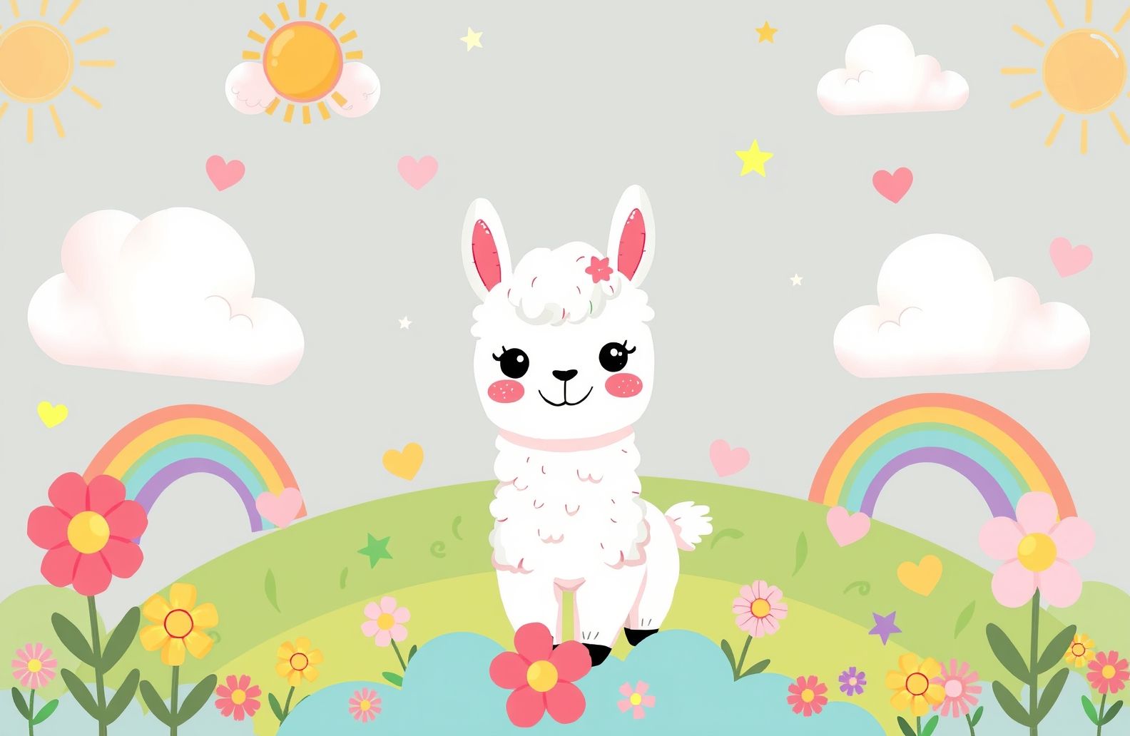 Kawaii Llama Wallpaper