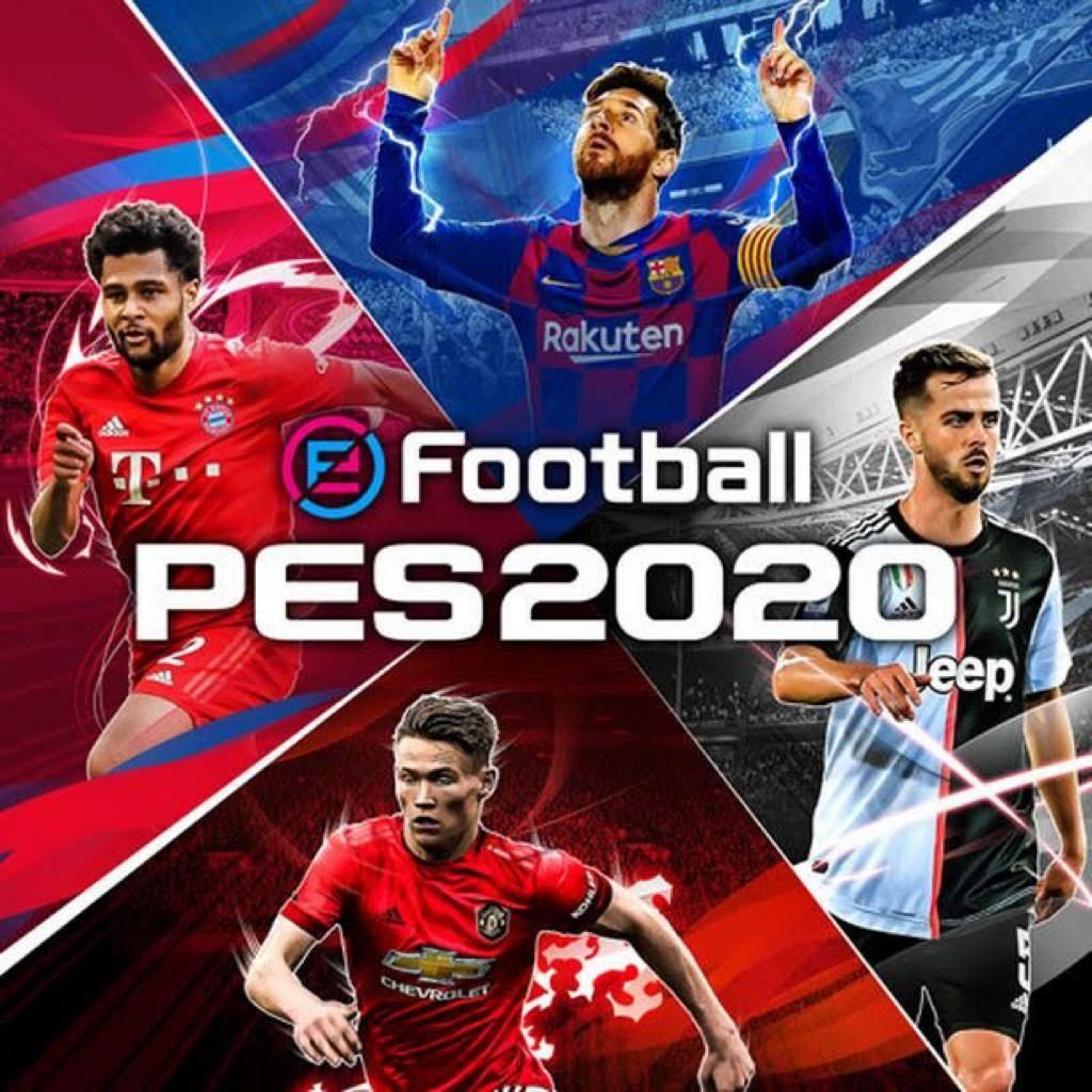 Cover art for eFootball PES 2020 featuring prominent football players